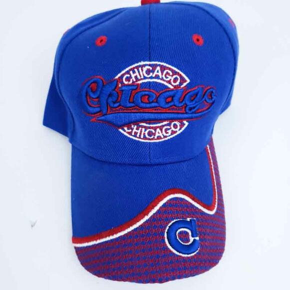 Chicago Illinois Blue & Red Souvenir Cap 3D Logo One Way Graphique Strapback Hat - Picture 1 of 3